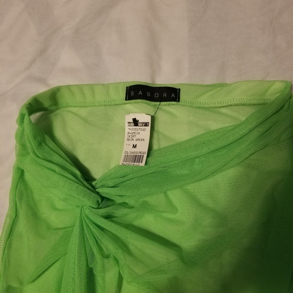 NWT Sabora Skirt Neon Green Swimwear cover up Size M - Picture 6 of 6